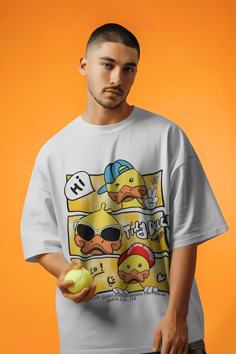 Trendy Cartoon Duck Graphic T-Shirt for Men | Cool Streetwear Tee