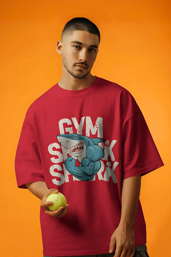 Gym Shark red oversized t-shirt for men - Grab Yours - Fukraapanti