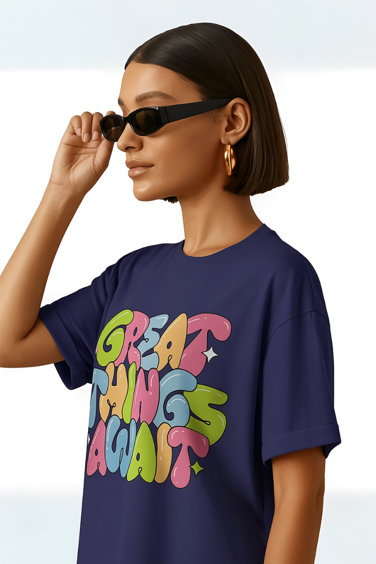 Great Things Await Graphic T-Shirt | Positive Vibe Tee for Women - Image 4