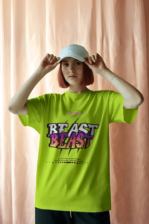 Neon Green Oversized "BEAST" Graphic T-Shirt