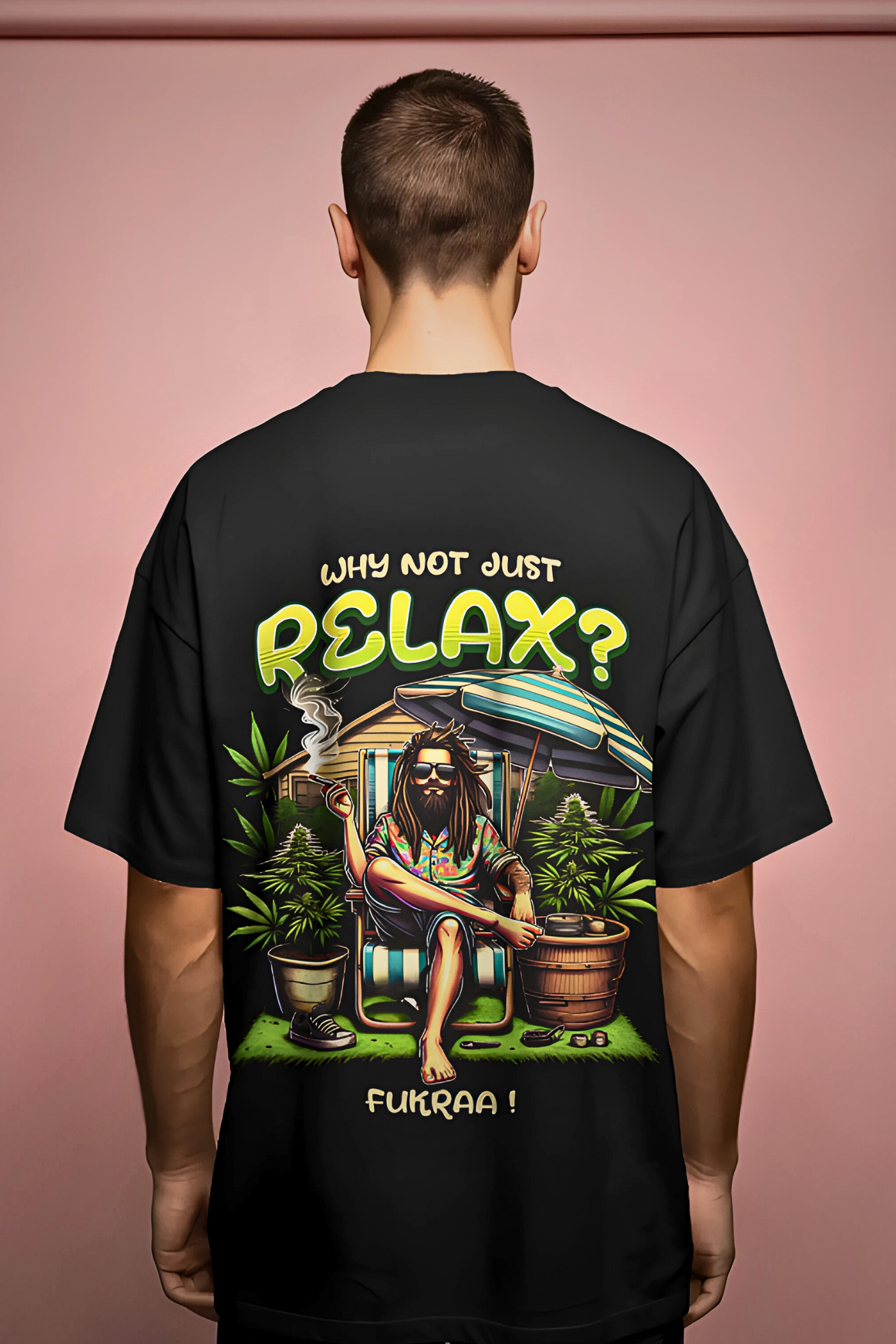 Why Not Just Relax? Oversized Graphic Tee – Fukraa Streetwear