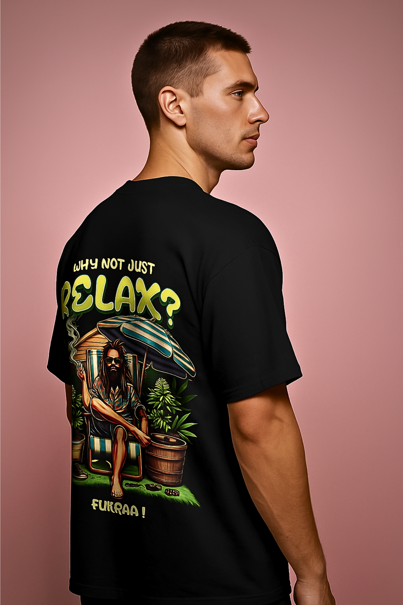 Why Not Just Relax? Oversized Graphic Tee – Fukraa Streetwear - Image 3