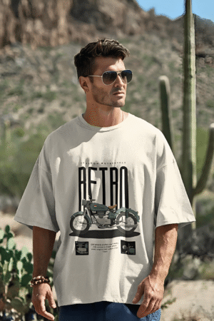 Retro Motorcycle Oversized Drop Shoulder T-Shirt