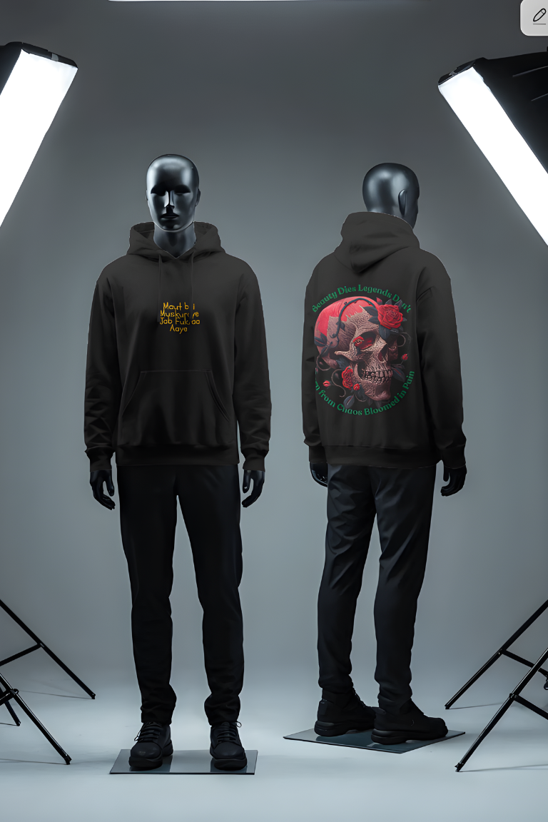Legends & Zindagi" Dual-Sided Graphic Hoodie - Image 4